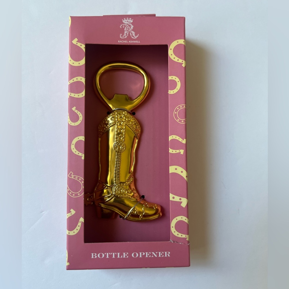 NIB Rachel Ashwell Gold Cowboy Boot Bottle Opener